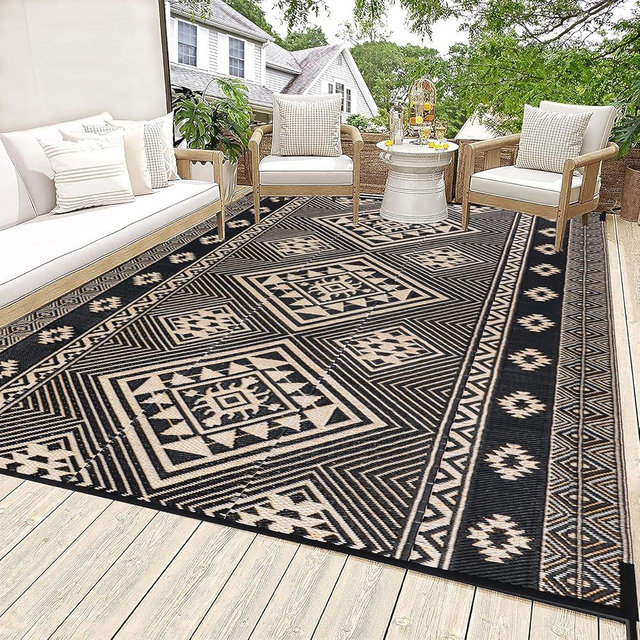 HiiARug Outdoor Rug for Patios 6'x9' Outdoor Plastic Straw Rug Waterproof Patio Porch Rug Reversible RV Mat Outdoor Area Rugs for Outdoors, RV, Patio, Backyard, Deck, Camping