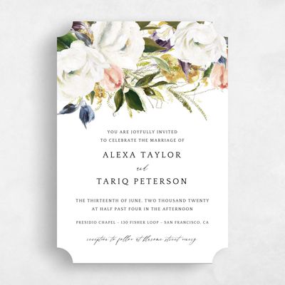 White Ticket Wedding Invitation - Octavia Portrait