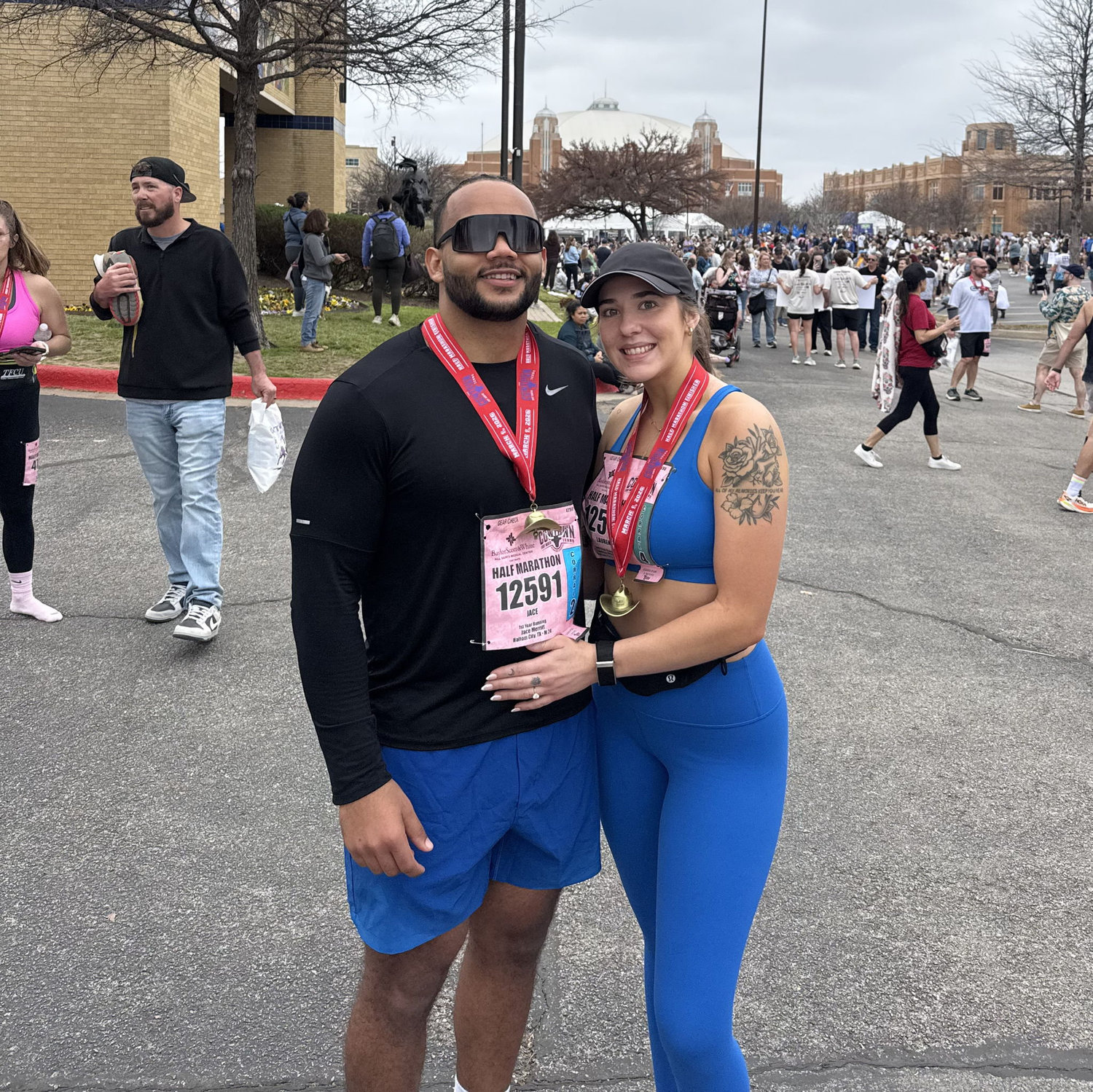 The morning after we got engaged, we ran our second half marathon together - The Cowtown in Fort Worth, TX.