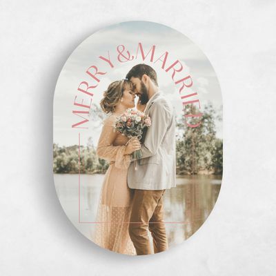 Pink Oval Holiday Card - Velvet Portrait