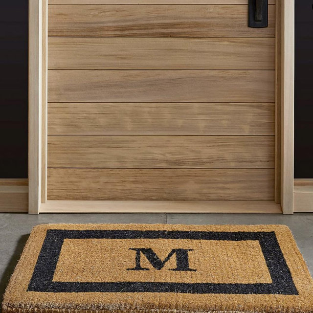 “R” Monogrammed Framed Doormat - Black, 22x36