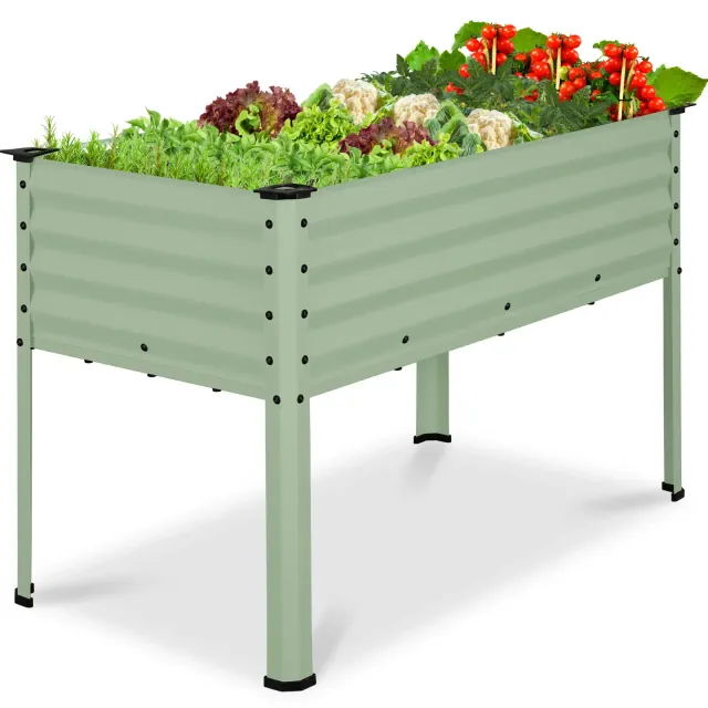 Best Choice Products 48x24x30in Elevated Galvanized Metal Garden Bed w/ Corner Protectors - Sage Green