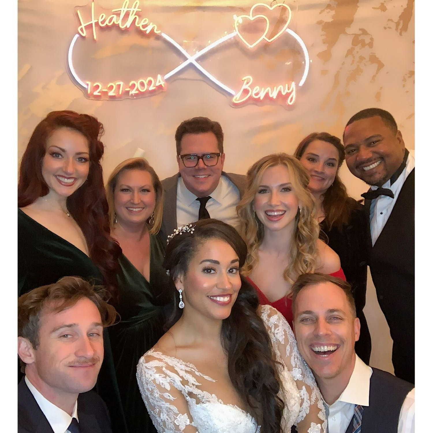 Celebrating the wedding of Heather & Benny with Elizabeth, Angela, Jordan, and college friends!