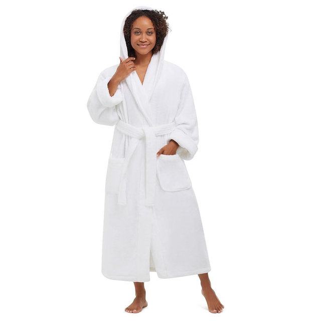 MONARCH Hooded Terry Shawl Collar Unisex Bathrobe – Thick Terrycloth Fabric, Generously Sized Hotel & Spa Robe with Pockets
