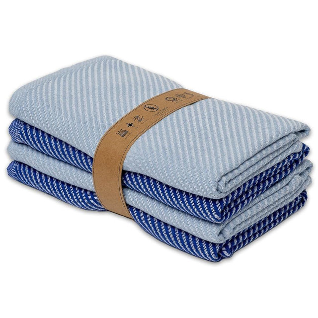 Ossano Dish Towels for Kitchen Set of 4 - Decorative & Absorbent (30" x 20") Modern & Quick Drying - Versatile, Perfect as Tea, Bar Rags, Dishcloths, or Kitchen Hand Towels - Light and Navy Blue