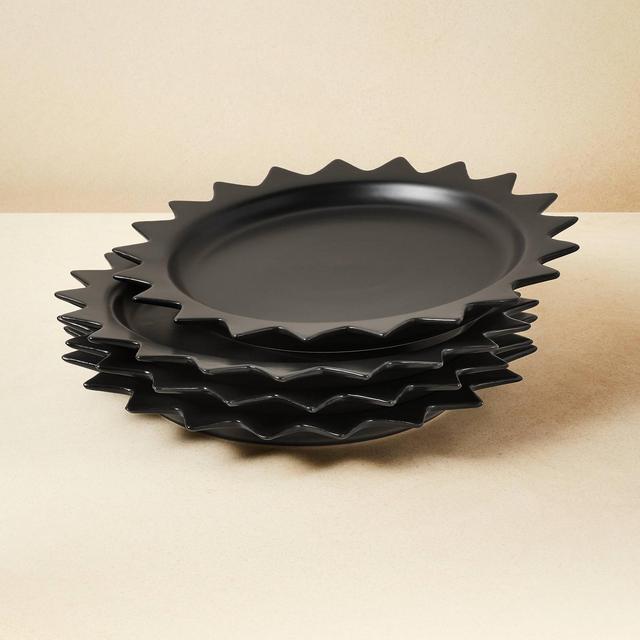 10" 4pk Stoneware Pointed Sun Dinner Plates Black - Opalhouse™ designed with Jungalow™