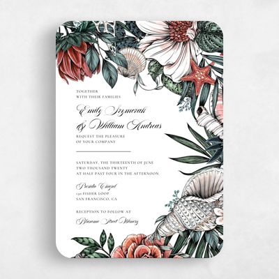 Pink Rounded Wedding Invitation - Oahu Bloom