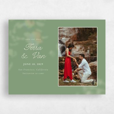 Bright Sage, Green Wedding Save the Date - Ola Photo