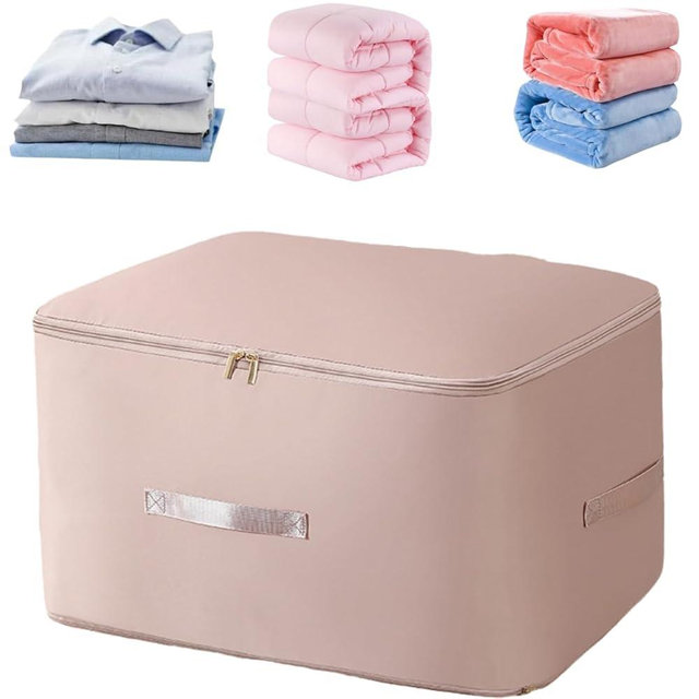 Ultra Space Saving Self Compression Organizer, Compression Bags for Storage, Storage Tote for Space Saving Compression Moving Organizer Bags for Blankets, Comforters,Clothes (Pink, Large)