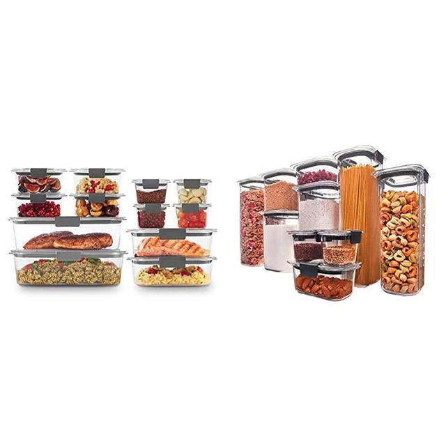 Rubbermaid Brilliance Storage 24-Piece Plastic Lids | BPA Free, Leak Proof Food Container & Brilliance Pantry Organization & Food Storage Containers with Airtight Lids, Set of 10 (20 Pieces Total)