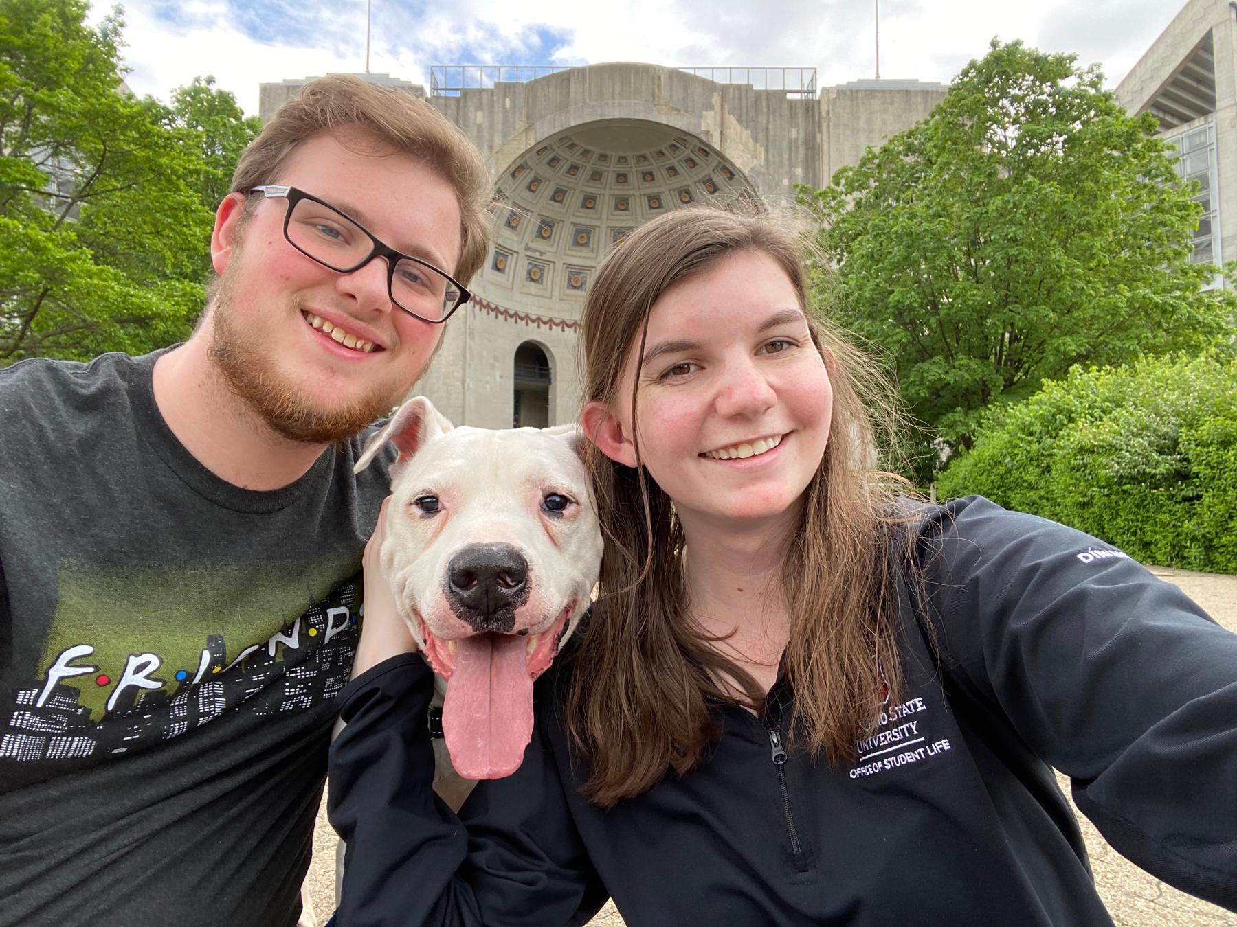 Pictured with our old dog, Brutus!