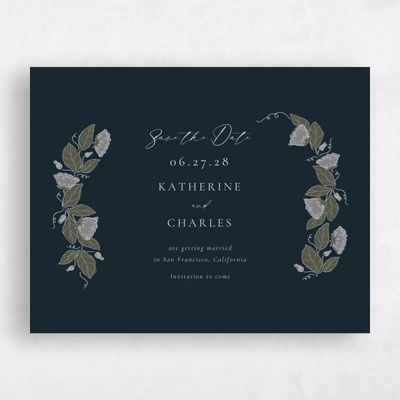 Darkest Teal, Blue Wedding Save the Date - Bennett Landscape