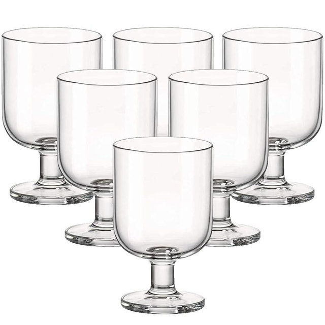 Bormioli Rocco Hosteria Set Of 6 Stackable Wine Glasses, 5.5 Oz. Goblet, Clear Tempered Glass, Made In Italy.