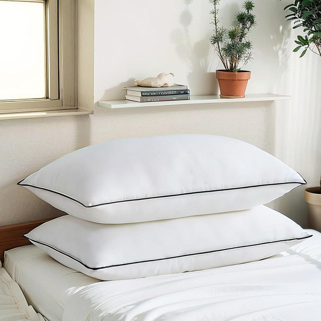 Acanva Bed Pillows King Size Set of 2, Fluffy 3D Down Like Filled, Machine Washable, Soft and Supportive for Side, Back or Stomach Sleepers