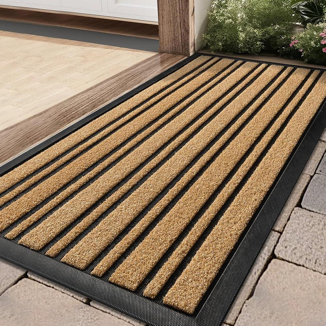 BEHERO Door Mat Outdoor Entrance, Extra Durable Front Door Mat Outside, Heavy Duty Welcome Mat for Outside Entry, Back Door Mats Non Slip, Waterproof All-Season Doormats, 36x17 Inch, Yellow