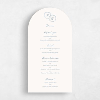 Blue Arch Wedding Menu - Cara
