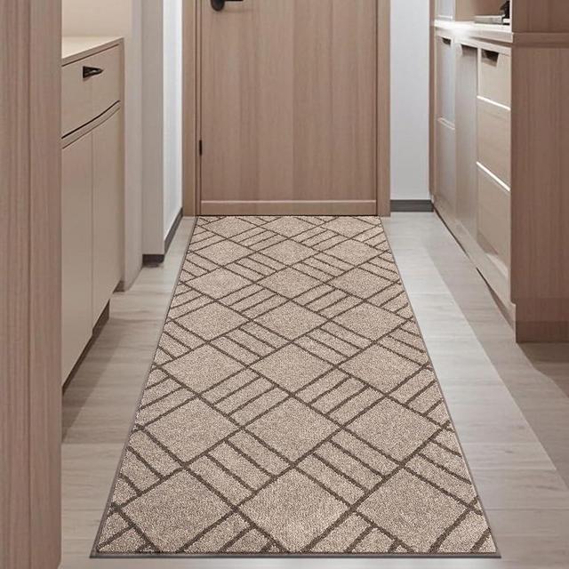 DOMUSTEX Non Slip Entryway Rug 32" x 70", Dirt Trapper Door Mat, Inside Washable Runner Rug for Kitchen, Bathroom, Bedroom, Floor, Hallway