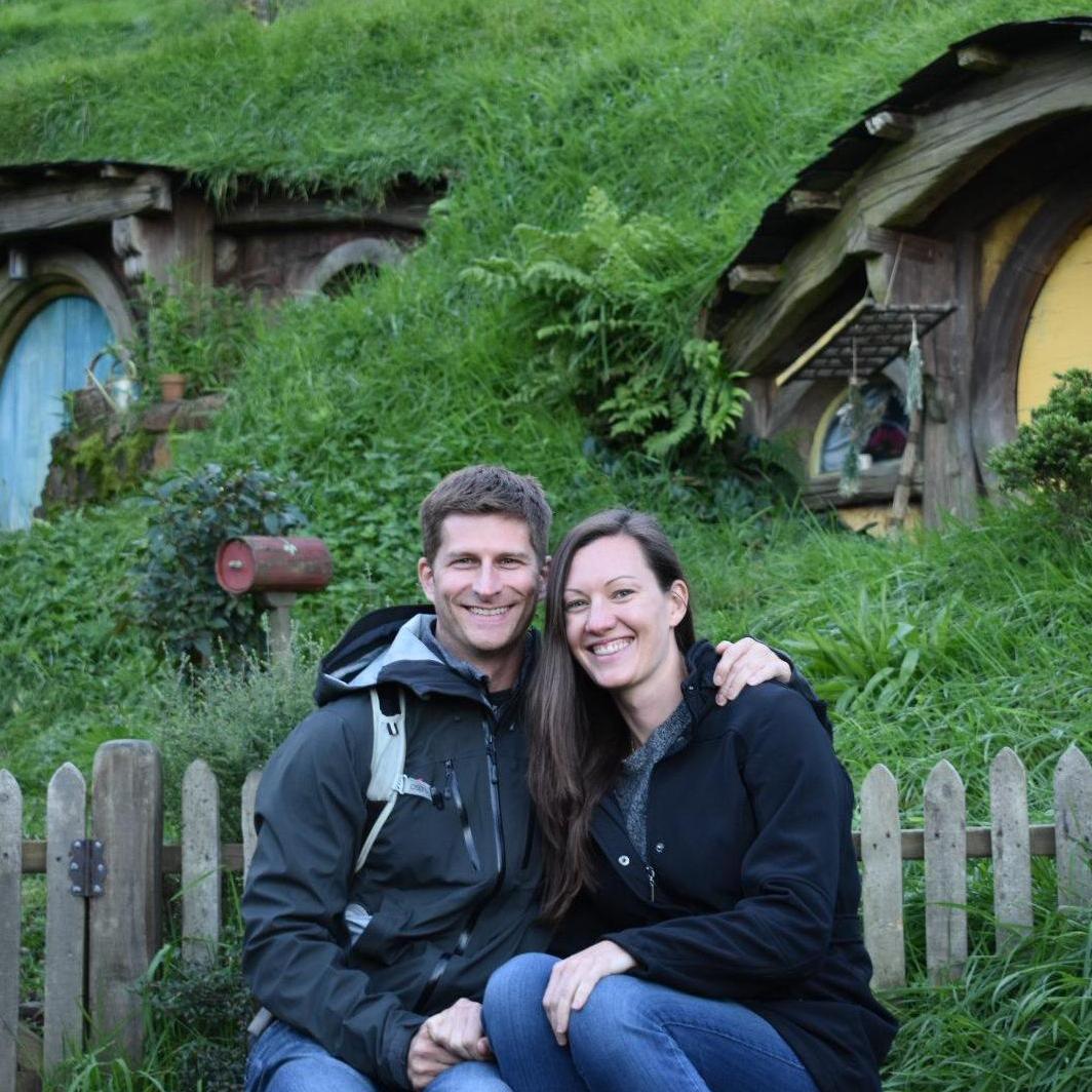 Practicing being a hobbit couple. The Shire, New Zealand.