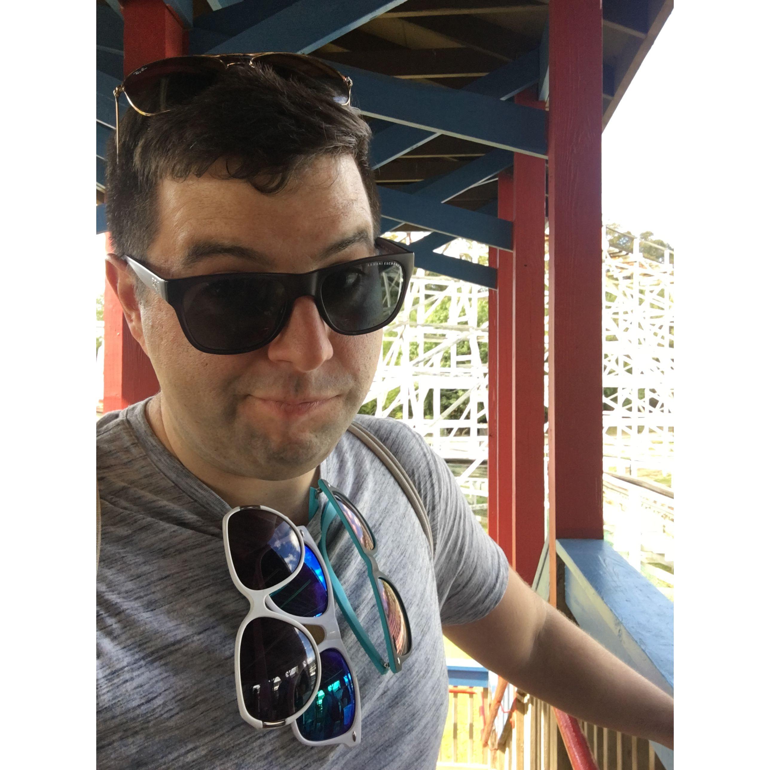 Holding all the sunglasses for those that like rollercoasters