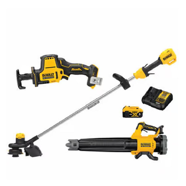 DEWALT 20V MAX XR Brushless String Trimmer Blower Kit with 20V MAX ATOMIC Reciprocating Saw