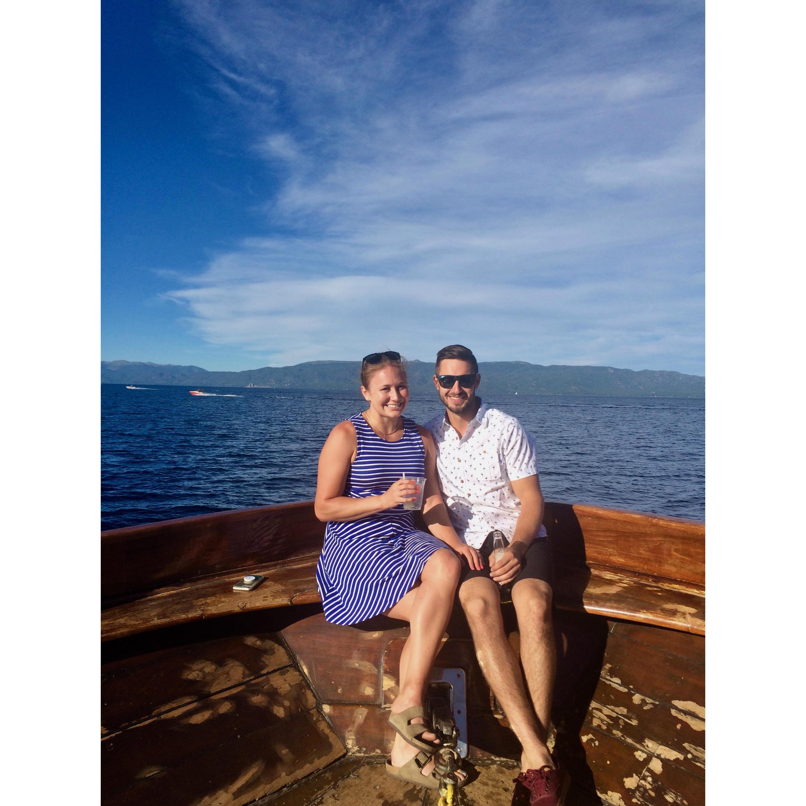 Post engagement boat cruise on Lake Tahoe