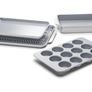 Caraway Nonstick Ceramic Bakeware Set (5 Pieces) - Baking Sheets, Assorted Baking Pans & Storage - Aluminized Steel Body - Non Toxic, PTFE & PFOA Free - Gray
