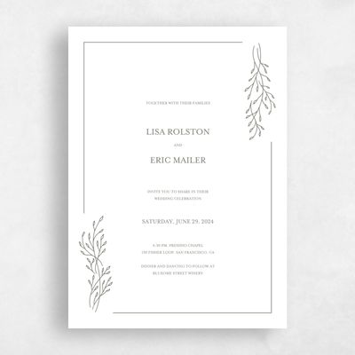 Dark Sage, Green Wedding Invitation - Merrion Frame