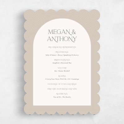 Beige Scalloped Wedding Program - Majestic