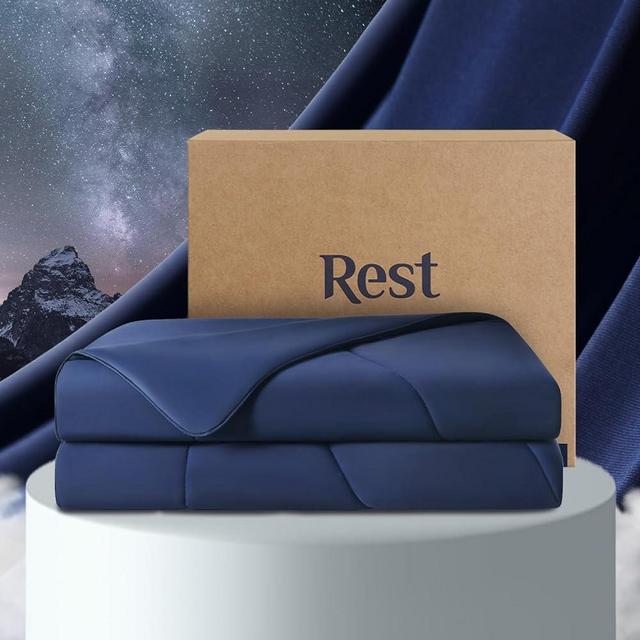 REST® Evercool® Cooling Comforter, Good Housekeeping Award Winner for Hot Sleepers, All-Season Lightweight Blanket Quickly Cool Down, Midnight Blue - King/Cali King 106"x90"
