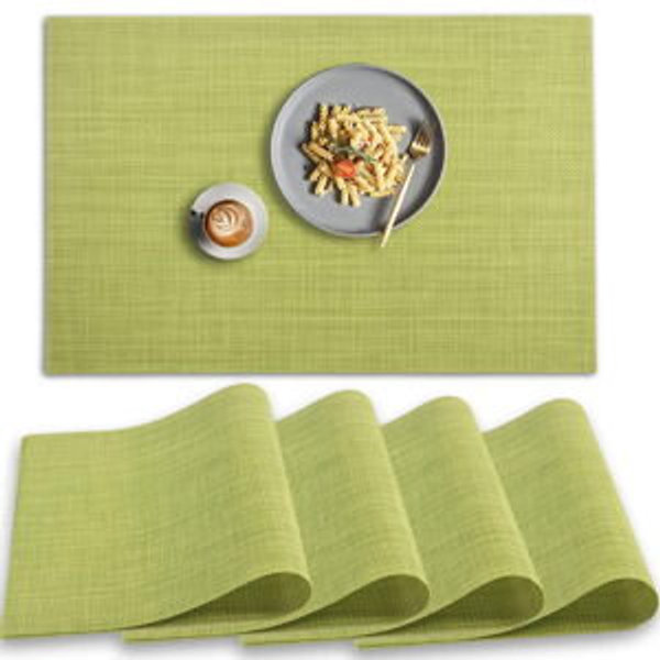 homEdge PVC Placemat, 4 PCS of Non-Slip Heat Resistant Place Mats, Washable Vinyl Placemats, Set of 4 –Green