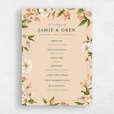Beige Wedding Program - Foxglove
