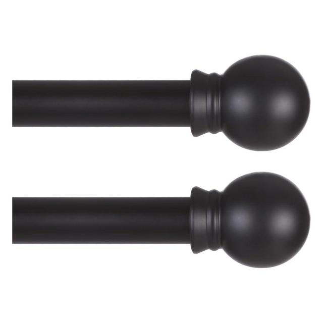 Thestoa 2 pack Black Curtain Rods for Windows 48 to 84 inch, 5/8" Diameter Matte Black Small Curtain Rods for Bedroom, Living Room, Kitchen, Outdoor, Farmhouse, Cafe Black Curtain Rods Set of 2