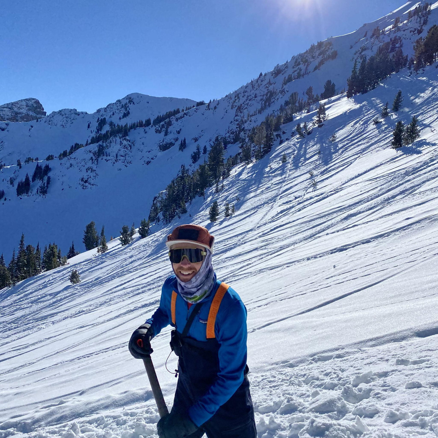 Our first date, skiing up Blackmore peak