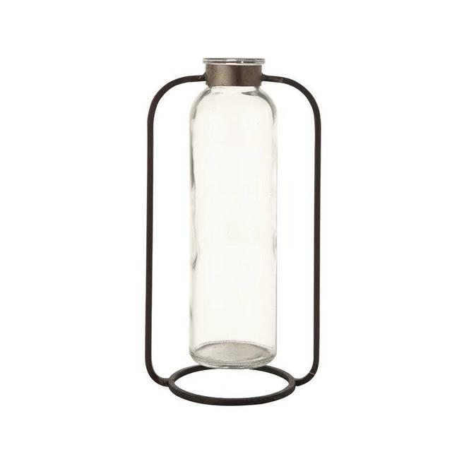 Creative Co-op Glass Vase in Metal Stand