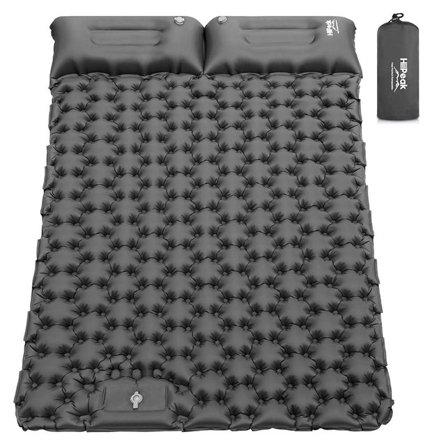 HiiPeak Double Sleeping Pad - Self Inflating 3" Extra-Thick for 2 Person with Pillow Built-in Foot Pump Inflatable Sleeping Mat for Backpacking, Hiking, Traveling, Tent, Portable Camping Mat (Gray)
