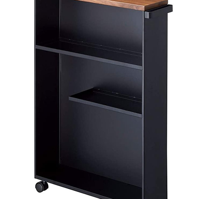 YAMAZAKI home Tower, Black Rolling Slim Bathroom Cart With Handle