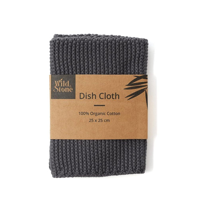 Wild & Stone | Organic Cotton Dish Cloth | Eco-Friendly Kitchen Cloth | Biodegradable & Compostable Cleaning Cloth | Slate Grey