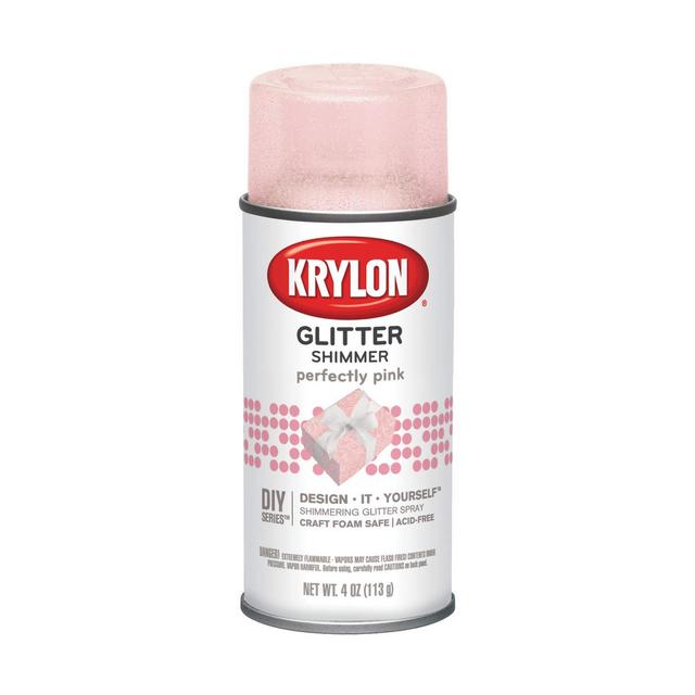 Krylon I00409000 Perfectly Pink Glitter Shimmer Spray, 4 Ounces
