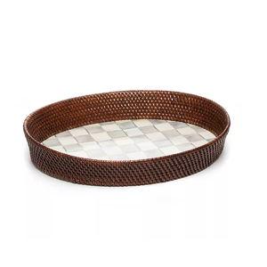 MacKenzie- Childs Rattan & Enamel Large Serving Tray