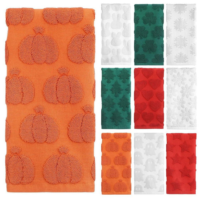 Mindsoft 9 Pcs Seasonal Hand Towels Set Holiday Jacquard Bath Towels 29.5 x 13.8 Inch Soft 100% Cotton Kitchen Decors Festive Gift for Bathroom Fall Thanksgiving Halloween Christmas Winter Decor