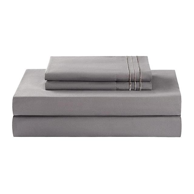 LOVEWE King Size Sheet, Breathable & Cooling Sheets, Hotel Luxury Bedding Sheets & Pillowcases, Deep Pockets, Extra Soft Cooling Bed Sheets, Wrinkle Free and Fade Resistant- 4 PC (Gray)