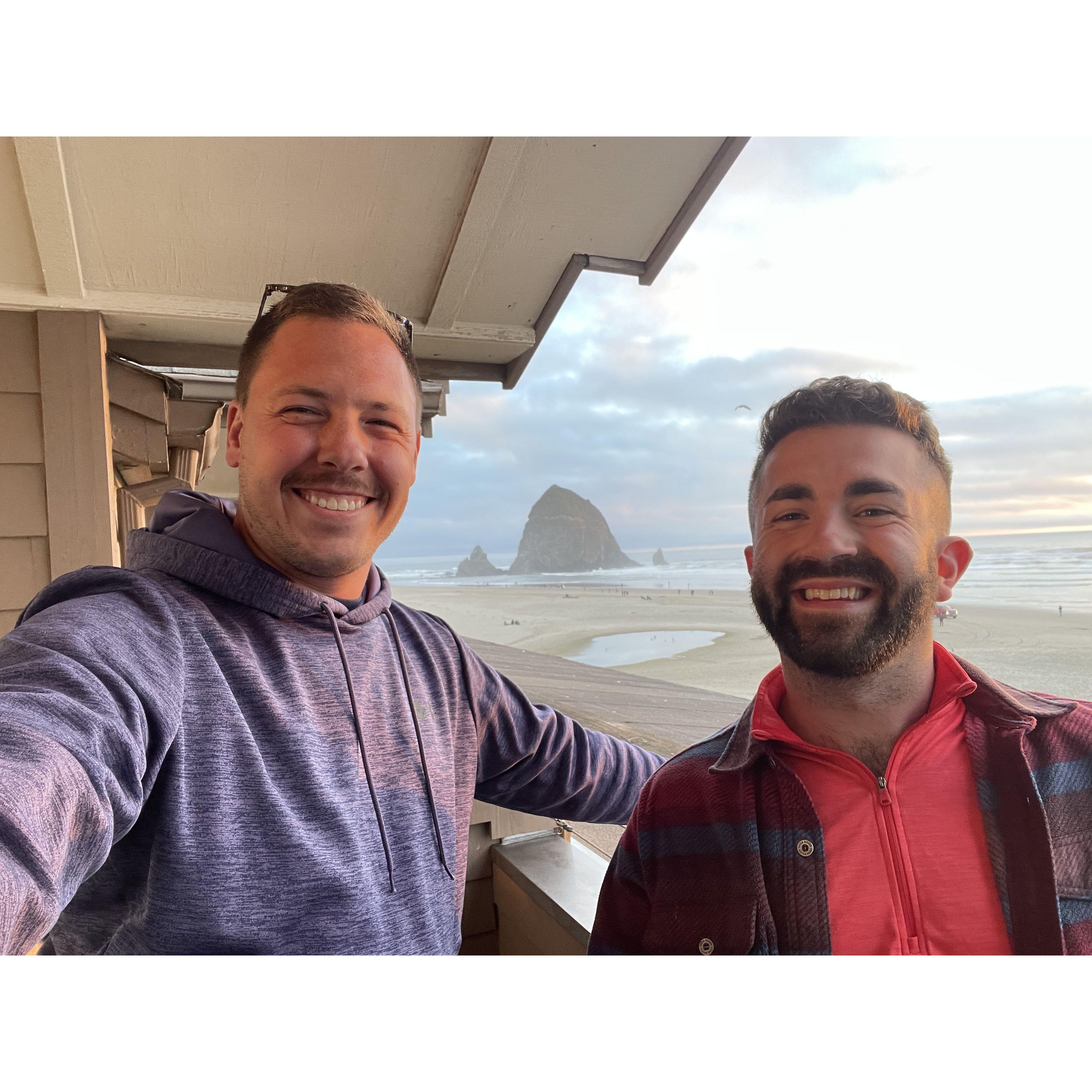 Haystack Rock in Cannon Beach, Oregon! Our favorite vacation spot.
