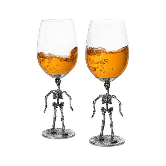 The Wine Savant Skeleton Stemmed Wine Glasses, Set of 2