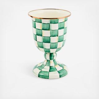 Emerald Check Stainless Steel Pedestal Vase