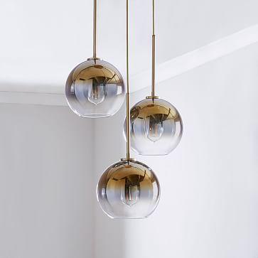 Sculptural Glass 3-Light Globe Chandelier - Metallic Ombre