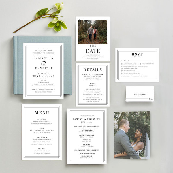 Dessau Portrait | White | Zola Wedding Invitations