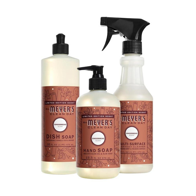 Mrs. Meyer's Kitchen Set, Dish Soap, Hand Soap, and Multi-Surface Cleaner, 3 CT Variation (Gingerbread)
