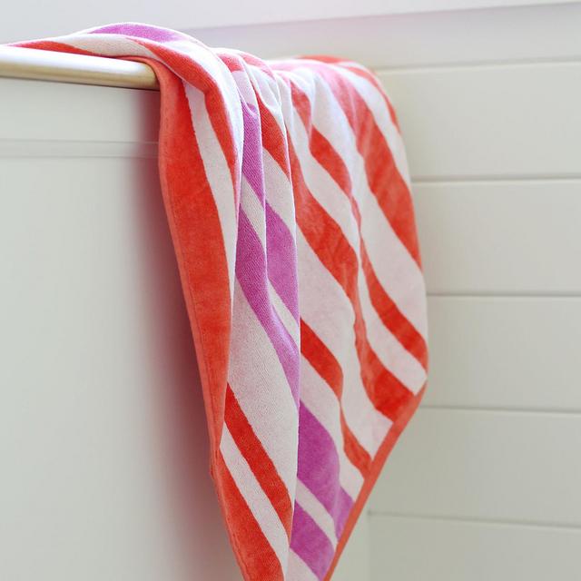 Resort Stripe Beach Towel in White & Grey