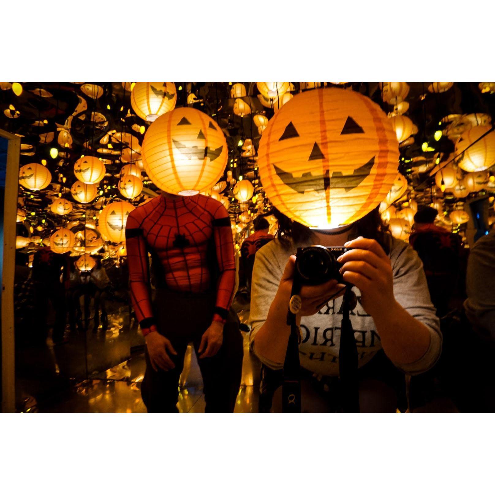 One of our first photos together: we went on a date to Wonder Wonder in boulder for their Halloween event!