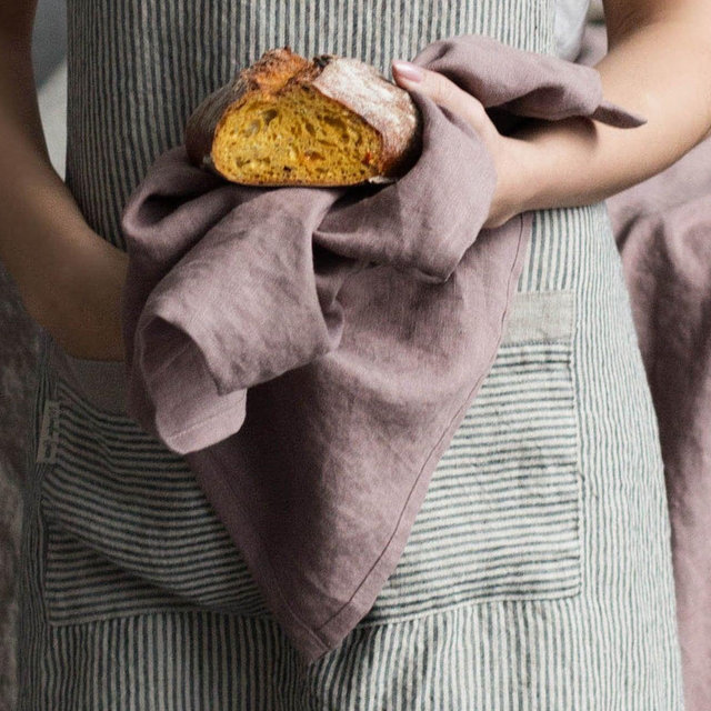 Linen tea towel. Woodrose linen hand...